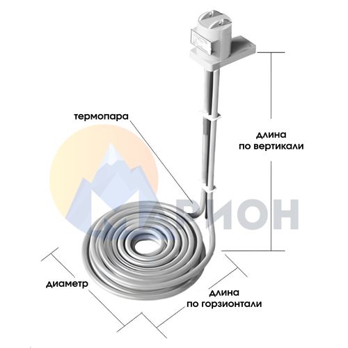 ТЭН фторопластовый, PTFE оболочка, модель HXFL, 4000Вт, 220В, 460мм, D 280мм