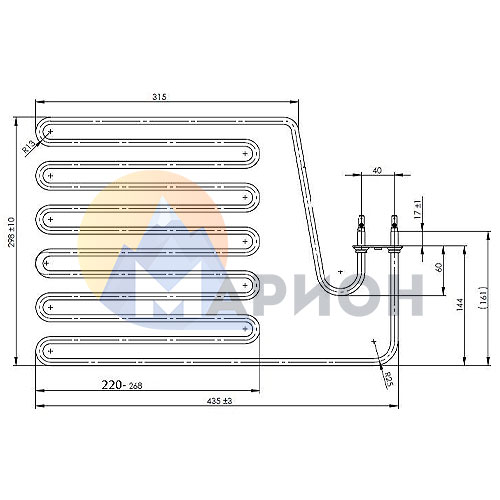 ТЭН для печи Харвия-К ZSP-255, 3000Вт.